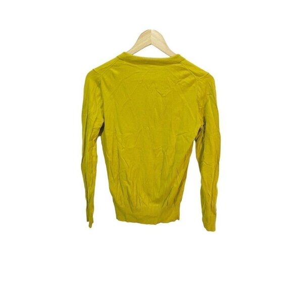 J Crew Knit V-Neck Pullover Sweater Size M Mustard Yellow Long Sleeved 100% Cott - Picture 4 of 4
